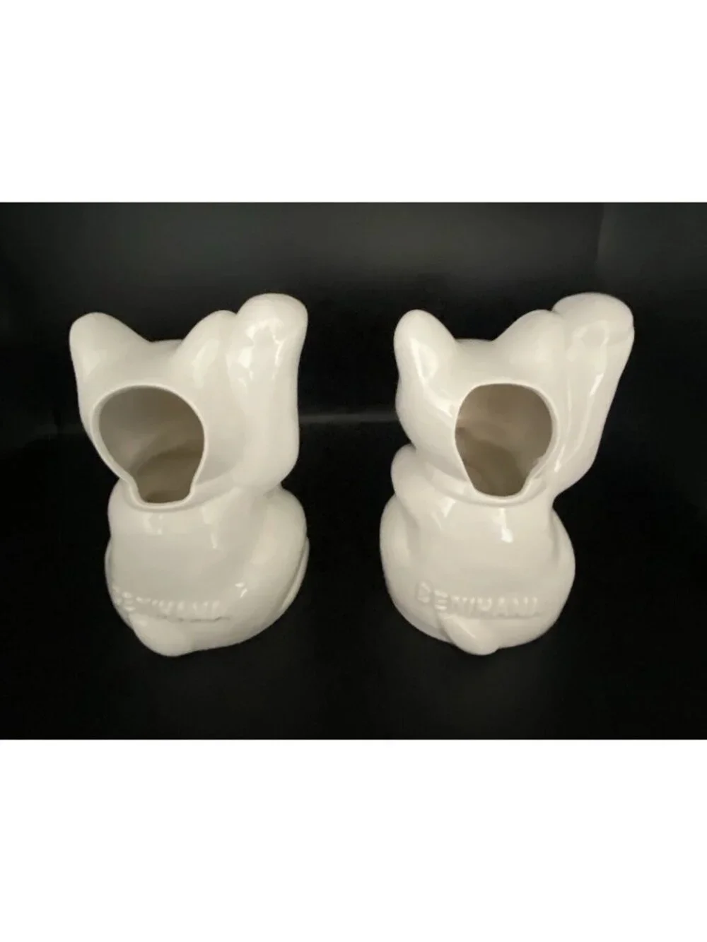Benihana Maneki Neko Lucky Cat White Tiki Mugs Right Paw Raised Lot of 2